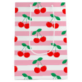 Cherry Stripe Muster - Retro Fruit Gift & Decke Mittlere Geschenktüte (Rückseite)