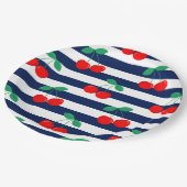 Cherry Stripe Muster - Retro Fruit Gift & Decke Pappteller (Schrägansicht)