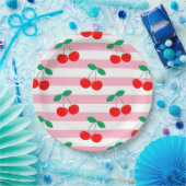 Cherry Stripe Muster - Retro Fruit Gift & Decke Pappteller (Party)
