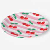 Cherry Stripe Muster - Retro Fruit Gift & Decke Pappteller (Schrägansicht)