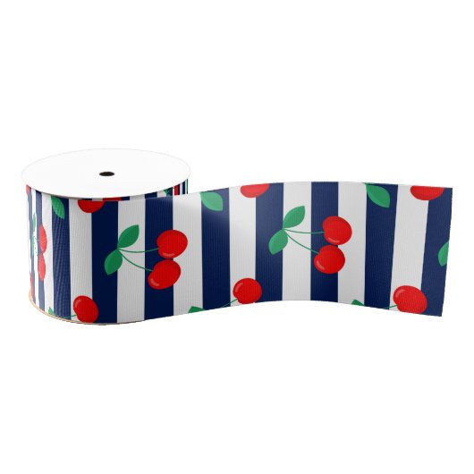 Cherry Stripe Muster - Retro Fruit Gift & Decke Ripsband (Spule)