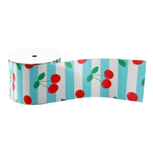 Cherry Stripe Muster - Retro Fruit Gift & Decke Ripsband (Spule)
