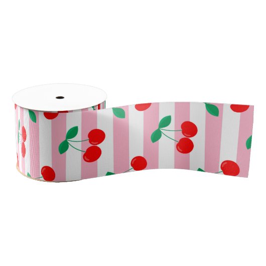 Cherry Stripe Muster - Retro Fruit Gift & Decke Ripsband (Spule)