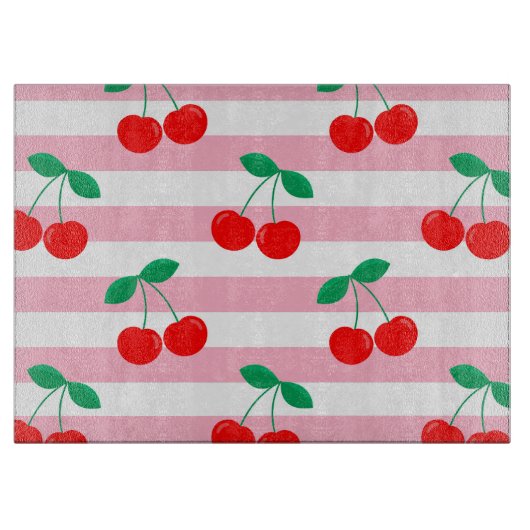Cherry Stripe Muster - Retro Fruit Gift & Decke Schneidebrett (Vorderseite)