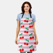 Cherry Stripe Muster - Retro Fruit Gift & Decke Schürze (Getragen)