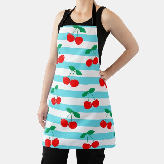 Cherry Stripe Muster - Retro Fruit Gift & Decke Schürze (InSitu)