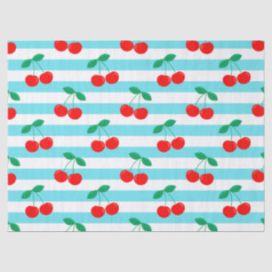 Cherry Stripe Muster - Retro Fruit Gift & Decke Seidenpapier