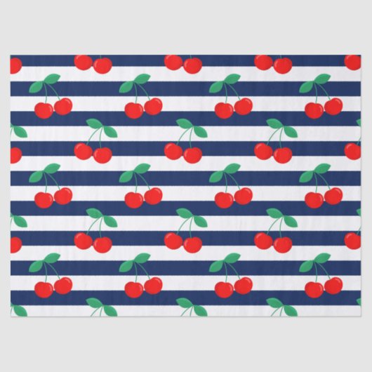 Cherry Stripe Muster - Retro Fruit Gift & Decke Seidenpapier (Vorderseite)