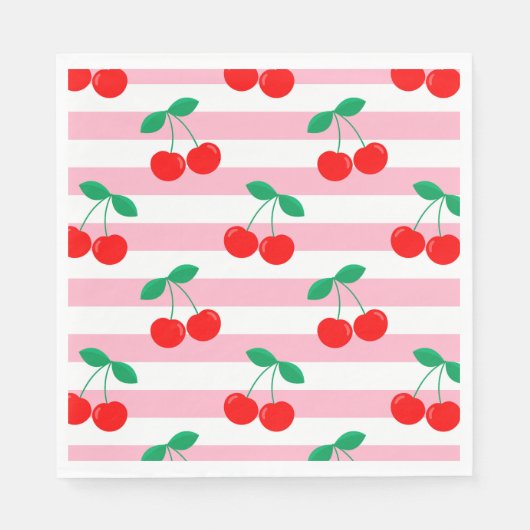 Cherry Stripe Muster - Retro Fruit Gift & Decke Serviette (Vorderseite)