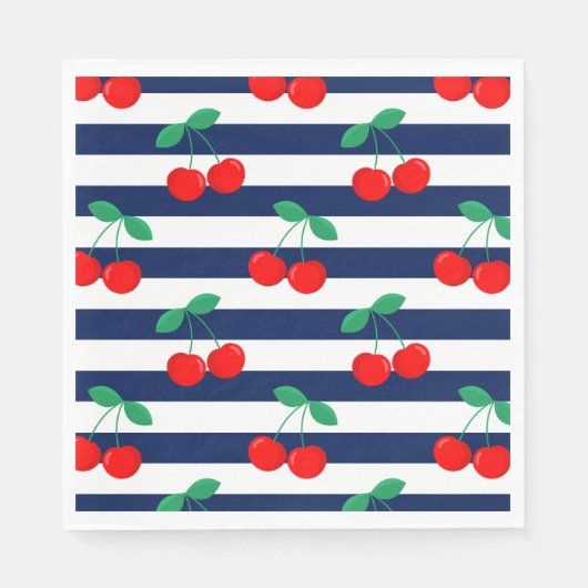 Cherry Stripe Muster - Retro Fruit Gift & Decke Serviette (Vorderseite)