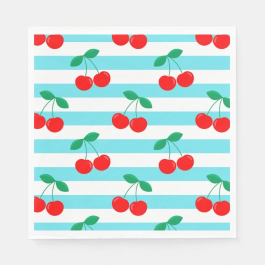 Cherry Stripe Muster - Retro Fruit Gift & Decke Serviette (Vorderseite)