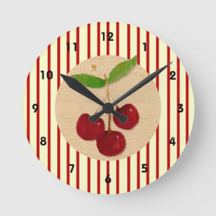 Cherry Stripe Wall Clock Runde Wanduhr