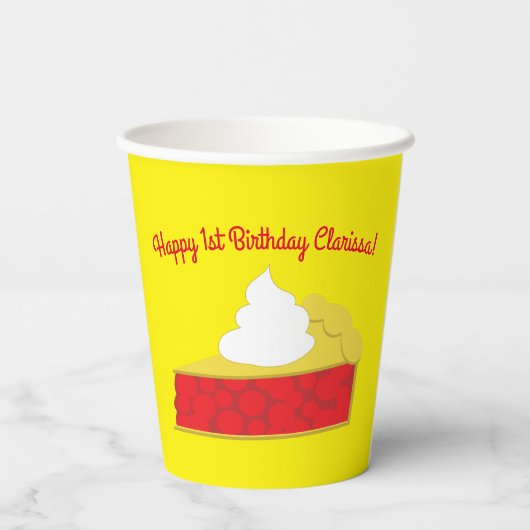 Cherry Süsse Pie Birthday Party Pappbecher (Rückseite)