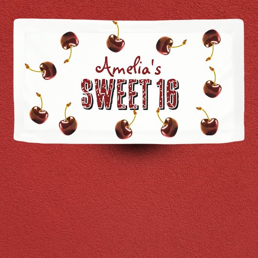 Cherry Sweet 16 Personalisiertes Party Banner