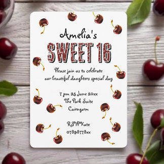 Cherry Sweet 16 Personalisiertes Party Einladung