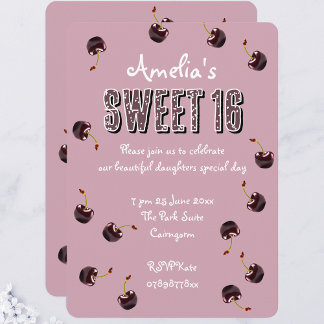 Cherry Sweet 16 Personalisiertes Party Einladung