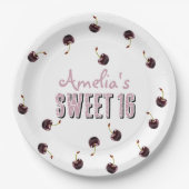 Cherry Sweet 16 Personalisiertes Party Pappteller (Vorderseite)
