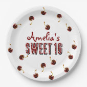 Cherry Sweet 16 Personalisiertes Party Pappteller (Vorderseite)