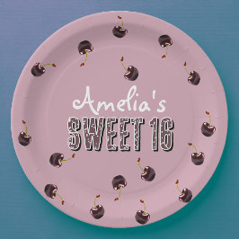 Cherry Sweet 16 Personalisiertes Party Pappteller