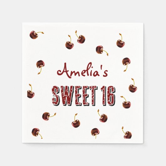 Cherry Sweet 16 Personalisiertes Party Serviette (Vorderseite)