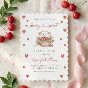 Cherry Sweet Baby Shower Wasserfarbe Frucht Herzen Einladung