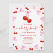 Cherry Sweet Birthday Cherries 1st Birthday Einladung (Vorderseite)