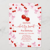 Cherry Sweet Birthday Cherries 1st Birthday Einladung (Vorne/Hinten)