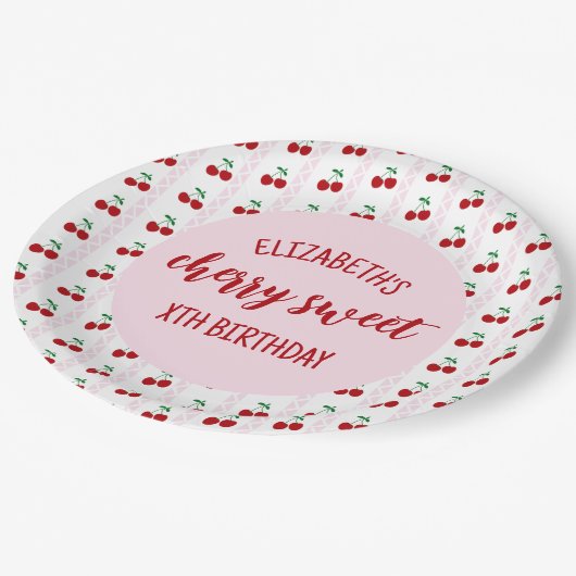 Cherry Sweet Birthday Pappteller (Schrägansicht)