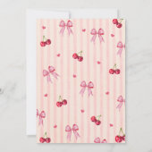Cherry Sweet Birthday Party pink Bow Girl Einladung (Rückseite)