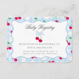 Cherry Sweet Blue Coquette Bow Baby Registry Card Begleitkarte
