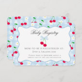 Cherry Sweet Blue Coquette Bow Baby Registry Card Begleitkarte (Vorne/Hinten)