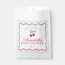 Cherry Sweet Blue Coquette Bow Baby Shower Dessert Geschenktütchen