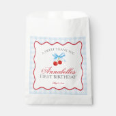 Cherry Sweet Blue Coquette Bow Birthday Dessert Geschenktütchen (Vorderseite)