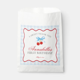 Cherry Sweet Blue Coquette Bow Birthday Dessert Geschenktütchen