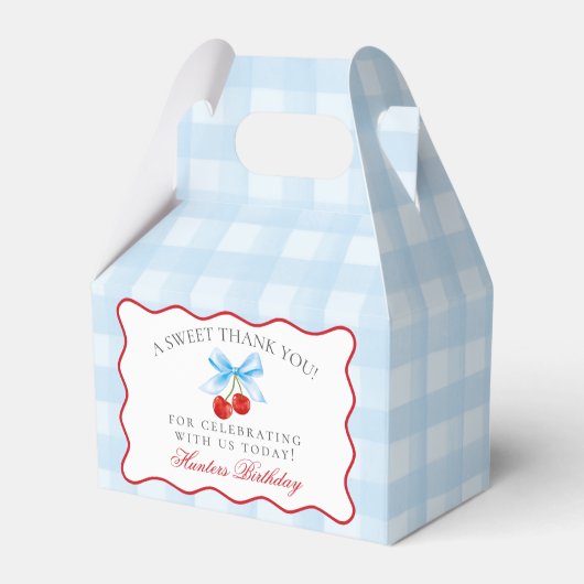 Cherry Sweet Blue Coquette Bow Birthday Favor Box Geschenkschachtel (Vorderseite)