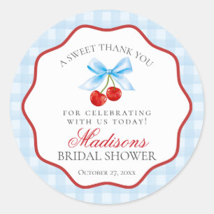 Cherry Sweet Blue Coquette Bow Brautparty Runder Aufkleber