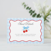 Cherry Sweet Blue Coquette Bow Details Karte einfü (Stehend Vorderseite)