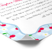 Cherry Sweet Blue Coquette Bow Diaper Gedanken Poster (Ecke)
