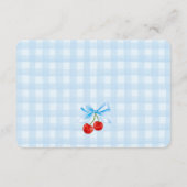 Cherry Sweet Blue Coquette Bow Diaper Raffekarte Begleitkarte (Rückseite)
