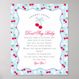 Cherry Sweet Blue Coquette Bow Dont Say Baby-Zeich Poster