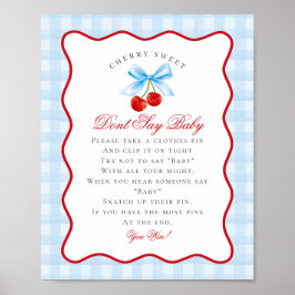 Cherry Sweet Blue Coquette Bow Dont Say Baby-Zeich Poster