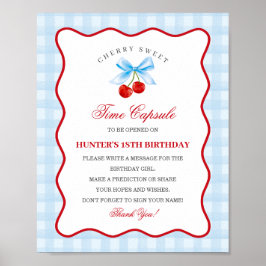 Cherry Sweet Blue Coquette Bow Gingha Time Kapsel Poster