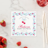 Cherry Sweet Blue Coquette Bow Gingham Baby Shower Serviette (Beispiel)