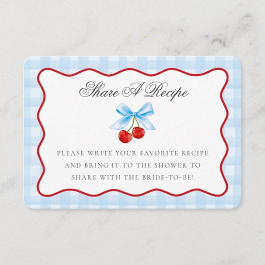 Cherry Sweet Blue Coquette Bow Teilen Sie eine Rez Begleitkarte (Vorderseite)