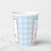 Cherry Sweet Blue Coquette Gingham Brautparty Pappbecher (Links)