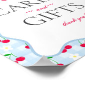 Cherry Sweet Blue Coquette Gingham Karten & Gesche Poster (Ecke)