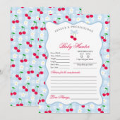 Cherry Sweet Blue Coquette Ratschlag für die Babyk Einladung (Vorne/Hinten)