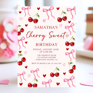 Cherry Sweet Bow Geburtstagseinladung Einladung