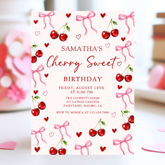 Cherry Sweet Bow Geburtstagseinladung Einladung
