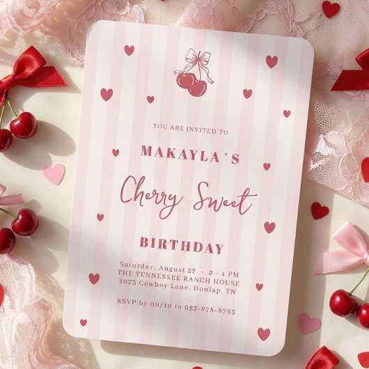 Cherry Sweet Coquette Girl Birthday Einladung